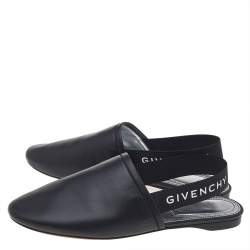 مملوكة مسبقًا حذاء سلايد فلات جيفنشي ريفينغتون جلد أسود فتحة كعب مقاس 37.5