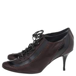 Givenchy Black/Brown Leather Lace Up Ankle Booties Size 39