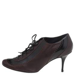 Givenchy Black/Brown Leather Lace Up Ankle Booties Size 39