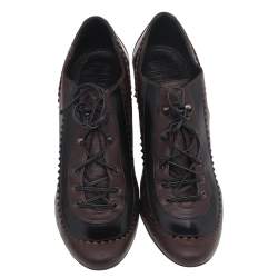 Givenchy Black/Brown Leather Lace Up Ankle Booties Size 39