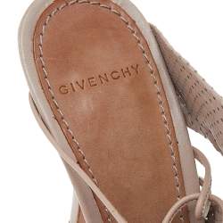 Pre Owned Givenchy Beige Perforated Leather Open Toe Ankle Wrap Sandals Size 39.5