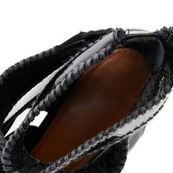 Givenchy Black Patent Leather Ankle Cuff Zipper Sandals Size 37