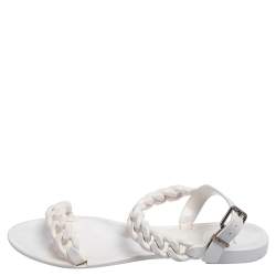 Pre Owned Givenchy White Jelly Chain-Link Flat Sandals Size 38
