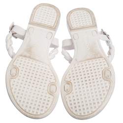 Pre Owned Givenchy White Jelly Chain-Link Flat Sandals Size 38