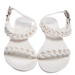 Pre Owned Givenchy White Jelly Chain-Link Flat Sandals Size 38
