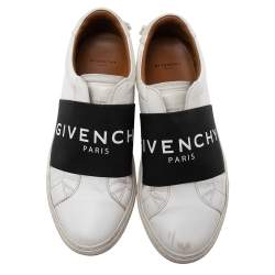 Pre Owned Givenchy White/Black Leather Urban Street Logo Slip-on Sneakers Size 36