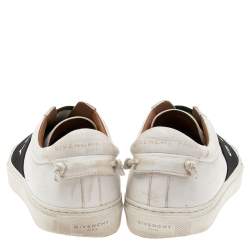 Pre Owned Givenchy White/Black Leather Urban Street Logo Slip-on Sneakers Size 36