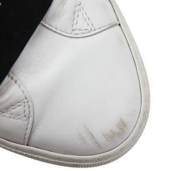 Pre Owned Givenchy White/Black Leather Urban Street Logo Slip-on Sneakers Size 36