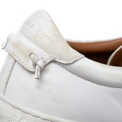 Pre Owned Givenchy White/Black Leather Urban Street Logo Slip-on Sneakers Size 36