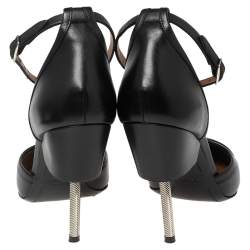 Givenchy Black/White Leather Screw Heel Ankle-Strap Pumps Size 36