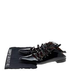 Pre Owned Givenchy Black Patent Leather Lace Up Backless Flat Mule Sandals Size 37