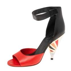 Givenchy Multicolor Leather Cone Heel Ankle Strap Sandals Size 38