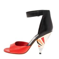 Givenchy Multicolor Leather Cone Heel Ankle Strap Sandals Size 38