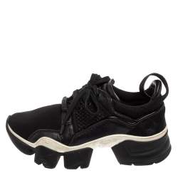 Pre Owned حذاء رياضي جيفنشي رباط علوي جلد وشبك أسود مقاس 37.5 