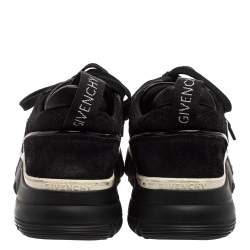 Pre Owned حذاء رياضي جيفنشي رباط علوي جلد وشبك أسود مقاس 37.5 