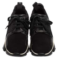 Pre Owned حذاء رياضي جيفنشي رباط علوي جلد وشبك أسود مقاس 37.5 