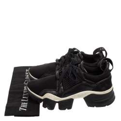 Pre Owned حذاء رياضي جيفنشي رباط علوي جلد وشبك أسود مقاس 37.5 