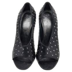 Givenchy Black Leather Studded Open Toe Pumps Size 37