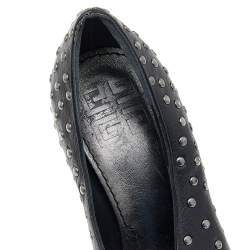 Givenchy Black Leather Studded Open Toe Pumps Size 37