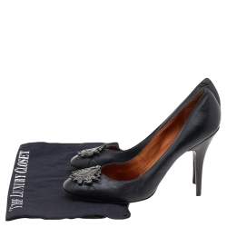 Pre Owned Givenchy Black Leather Logo Embellished Pumps Size 38