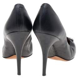 Pre Owned Givenchy Black Leather Logo Embellished Pumps Size 38