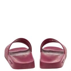 Pre Owned Givenchy Magenta Rubber Logo Pool Slides Size 40