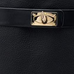 Pre Owned حذاء بوت طول ركبة جيفنشي قفل شارك جلد أسود مقاس 37