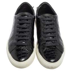 Pre Owned حذاء رياضي جيفنشي أوربان ستريت جلد نقش تمساح أسود مقاس 39