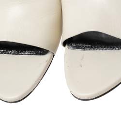 Givenchy Cream Leather Triangle Logo Heel Mules Size 39