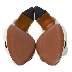 Givenchy Cream Leather Triangle Logo Heel Mules Size 39
