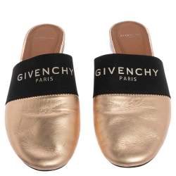 مملوكة مسبقًا Givenchy  Metallic Gold Leather Mules Sandals Size 39