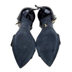 مملوكة مسبقًا Givenchy Black Eel Leather Shark Tooth Ankle Strap Sandals Size 41