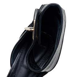 مملوكة مسبقًا Givenchy Black Eel Leather Shark Tooth Ankle Strap Sandals Size 41