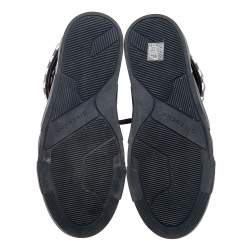 Pre Owned حذاء رياضي جيفنشي جلد مغزول كاروهات أبيض/أسود عنق مرتفع مقاس 40