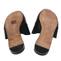 Givenchy Black Leather and Logo Elastic Flat Mules Size 38