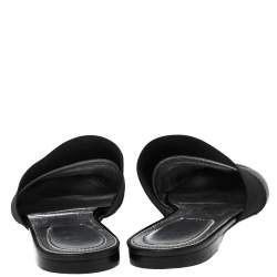 Givenchy Black Leather and Logo Elastic Flat Mules Size 38