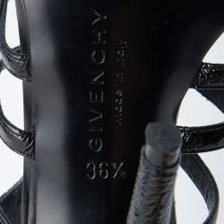 Pre Owned Givenchy Black Patent Leather Caged Open Toe Sandals Size 36.5