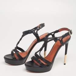 Givenchy Black Leather Platform Strappy Sandals Size 41 