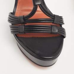 Givenchy Black Leather Platform Strappy Sandals Size 41 