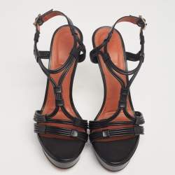 Givenchy Black Leather Platform Strappy Sandals Size 41 