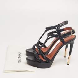 Givenchy Black Leather Platform Strappy Sandals Size 41 