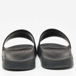 مملوكة مسبقًا Givenchy Black Rubber Logo Pool Slides Size 37