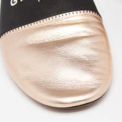 Pre Owned Givenchy Rose Gold Leather Logo Mules Size 36