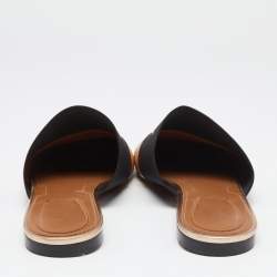 Pre Owned Givenchy Rose Gold Leather Logo Mules Size 36