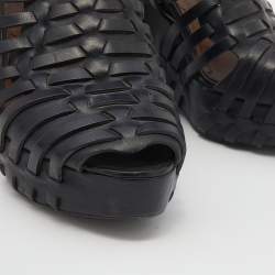 Givenchy Black Leather Cage Wedge Booties Size 39.5