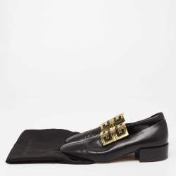 مملوكة مسبقًا Givenchy Black Leather 4G Logo Buckle Loafers Size 39