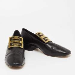 مملوكة مسبقًا Givenchy Black Leather 4G Logo Buckle Loafers Size 39