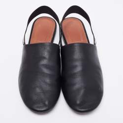 مملوكة مسبقًا Givenchy Black Leather And Logo Stretch Band Slingback Flat Size 39