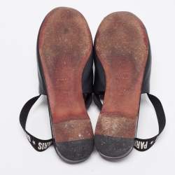 مملوكة مسبقًا Givenchy Black Leather And Logo Stretch Band Slingback Flat Size 39