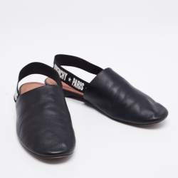 مملوكة مسبقًا Givenchy Black Leather And Logo Stretch Band Slingback Flat Size 39